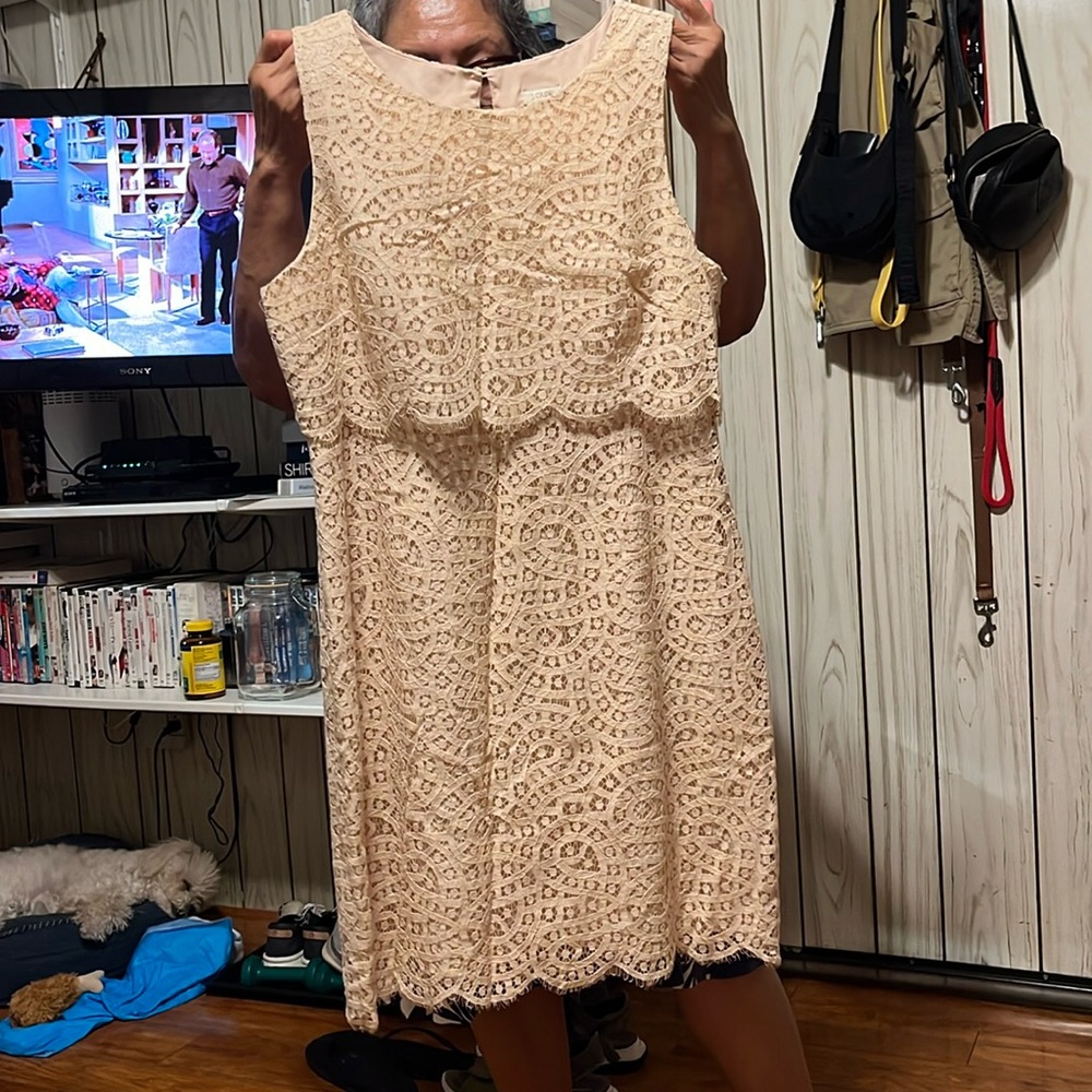 Peach colored JCrew lace shift dress size 12